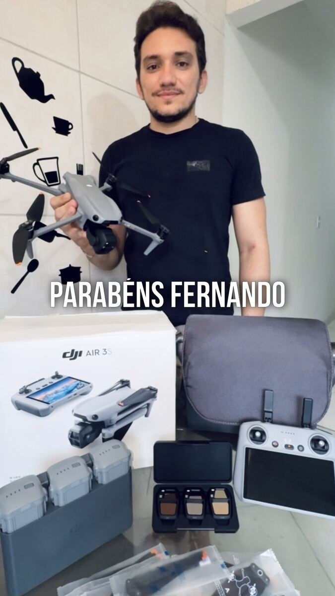 Ganhador Fernando com o kit DJI Air 3S completo